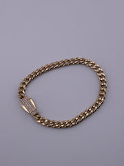 14k monaco bracelet with stones on lock
