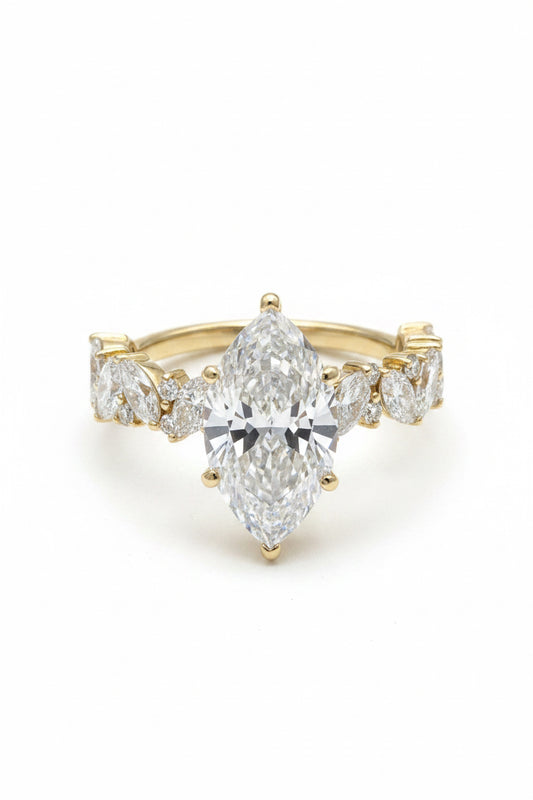 14k LADIES ENGAGEMENT RING SET 4.51CT marquee’s stone shape DIAMOND