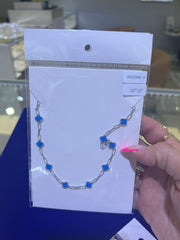 Silver 925 necklace clover green bluecall for color availability