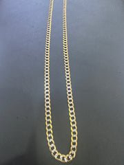 14k Cuban necklace two tones white pave 2mm 18” 3.5g
