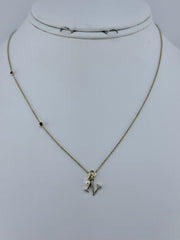10k letter N necklace with diamond ruby and pearl