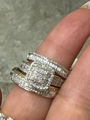 LADIES TRIO SET 1.00ct ROUND/BAGUETTE DIAMOND 10K YELLOW GOLD