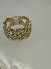 14k ring cuban style design with stones 9mm size 10