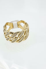 10k ring cuban style design with stones 9mm size 10