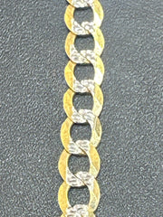 10k anklet cuban link 2 tones white pave