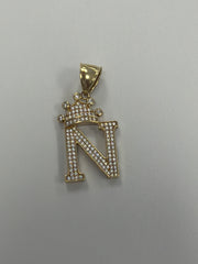 14k letter N pendant with Cz’s stones