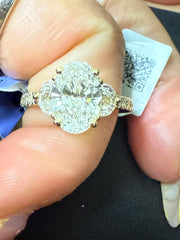 14k 3.00ct lab diamond oval yellow gold ladies ring engagement IGI certified