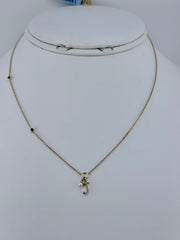 10k letter J necklace with diamond ruby and pearl