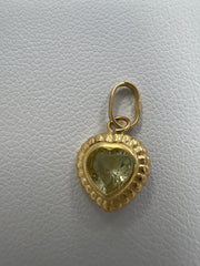 14k heart green stone pendant
