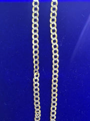 14k yellow gold cuban style white diamond cut necklace 24” 9.51g