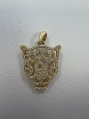 14k Panther face pendant w/ stones
