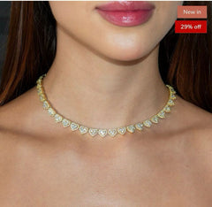 14k necklace hearth choker with stones