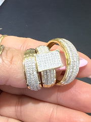 LADIES TRIO SET 1.00CT ROUND/BAGUETTE DIAMOND 10K YELLOW GOLD