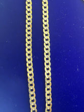 14k yellow gold cuban style white diamond cut necklace 24” 5.93g