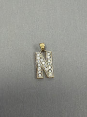 14k letter N pendant with Cz’s stones