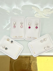 14k stone stud telephone style
