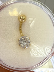 14k Earring belly piercing with round stone