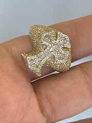 14k cross stones ring