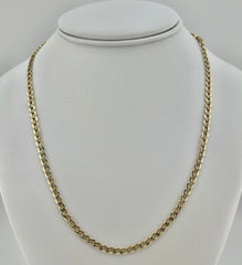 14k cuban necklace 2mm 2 tones white pave 20”