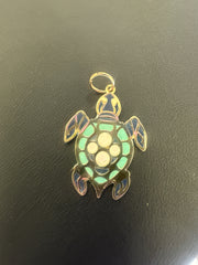 14k Pendant turtle enamel pink