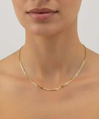 14k Necklace yellow gold plain cuban style 16” 3mm
