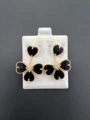 14k Earrings hanging black clover