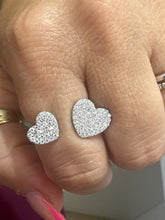 925 Silver 925 ring with 2 heart moissanite adjustable