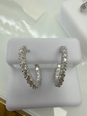 Silver 925 earring moissanite hoops Huggies