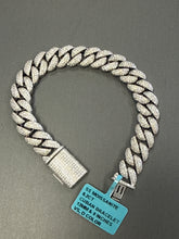 925 Silver Cuban style Bracelet With moissanite 8.2ct 12mm
