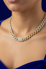 14k monaco choker necklace with stones 16” 11mm