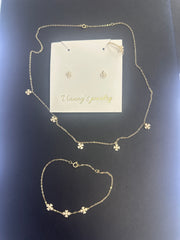 14k clover set necklace earrings bracelet ring