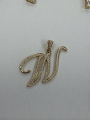 14k letter W pendant with Cz’s stones
