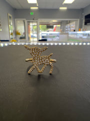 14k deer ring with white stones