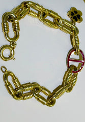 14k link bracelet with red design