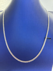 14k white gold Cuban style necklace 18” 5.21g