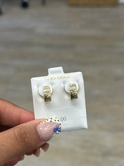 14k huggies with design
