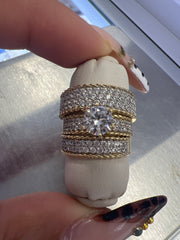 15k gold trio rings with many stones