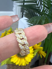 14k ring cuban style design with stones 7.5mm size 10