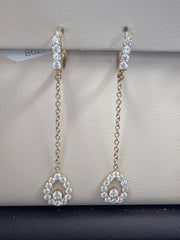 14k oval hanging earrings with many stones