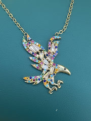 14k necklace choker eagle multicolor stones