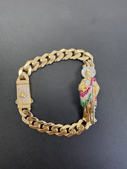 14k bracelet monaco with stones around saint jude 7.5”