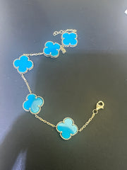 14k bracelet blue color 5 clovers