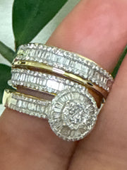10k trio set wedding engagement diamond 0.25 ct