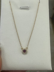 14k necklace Ruby & Cross .03ct style 17”