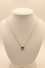 14k necklace Ruby & Cross .03ct style 17”