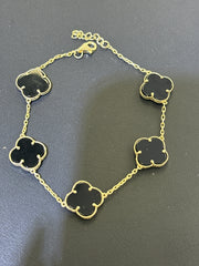 14k Flower bracelet clover black