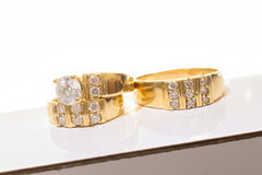 14k trio set engagement wedding