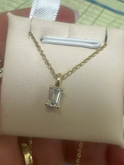 14k necklace with 0.50Ct diamond emerald cut