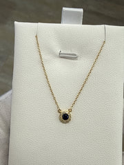 14k necklace Sapphire & .04ct Diamond style 17”