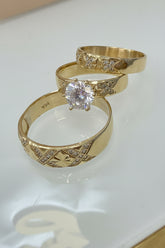 14k trio set wedding engagement men and ladies